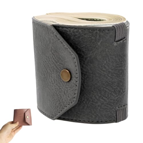 The Cash Wrap Wallet,Leather Money Organizer with Elastic Straps, Quick Access Bill Holder, Minimalist Cash Stuffing Pocket Wallet for Men & Women (Gray)