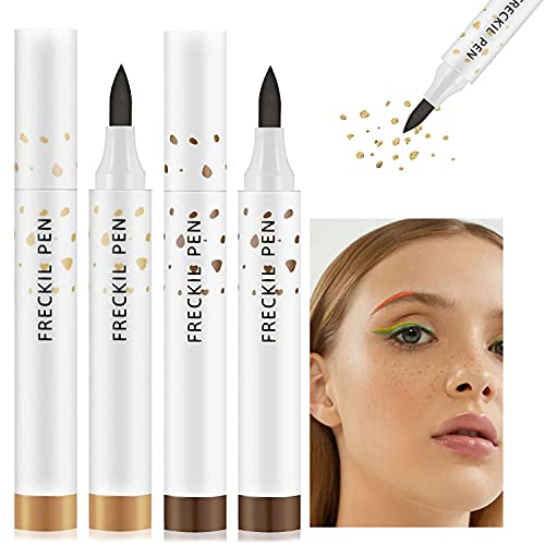 2pcs Freckle Pen, Kaynest Faux Freckles Makeup Pen, Natural Freckle Makeup Pen Magic Freckle Color,Waterproof Longlasting Soft Dot Sopt Pen,for Natural Effortless Sunkissed Makeup