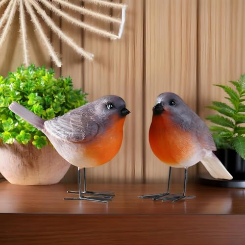 Figurines d'oiseaux en lot de 2 statuettes décoratives pour bibliothèque et cour