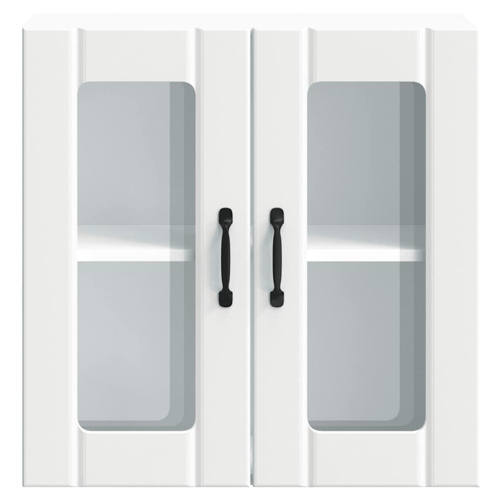 vidaXL Pensile da Cucina con Porta in Vetro Lucca Bianco Truciolato, armadietto pensile Cucina, pensile per Parete Cucina, pensile Cucina a Parete