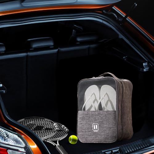 Shoe Bag for Travel Waterproof Travel Shoe Bag for Packing in Suitcase 3 Layers Portable Shoe Storage Pouch for Travel Gym Moving House Breathable Zippered Shoes (Grey, 11.8"L x 9"W x 5.9"H)3