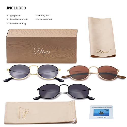 Image of Small Round Polarized Sunglasses Retro Men Women Mirrored Lens Metal Frame Circle Sun Glasses Shades