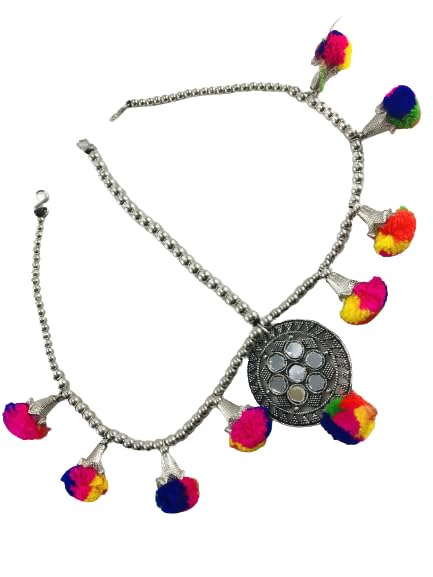 Sattyaki Stylish Navratri Oxidized Silver Maang TikkaBor With Damini Matha Patti for Women and Girls. (Sattyaki Mirror Pom Pom Large Damini) (B0CHP476VW) Amazon Price History, Amazon Price Tracker