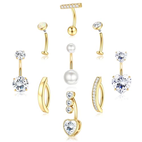 ORAZIO Gold CZ Floating Belly Ring
