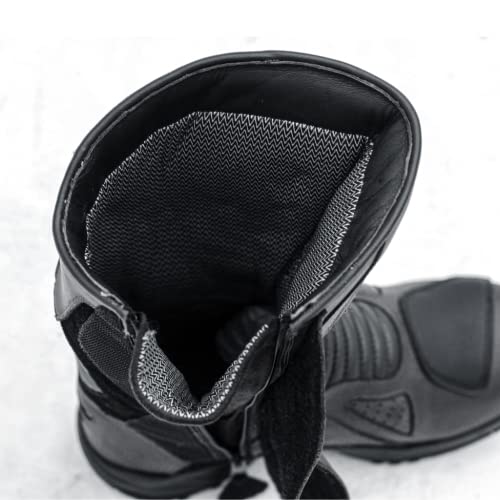 Image of Raida Explorer Motorcycle Boots | Ankle, Shin, & Heel Protection | Memory Foam Insole | Leather (Grey, 9)