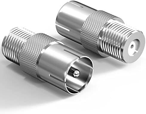 Female To Male TV Aerial Coaxial Coupler 2 PCS, Ancable T/F Type Screw Connector Socket to RF Coax Aerial Adapter, TV Aerial Male Coax Plug to F Socket Adaptor