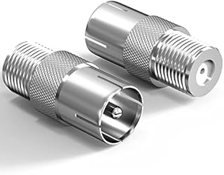 Female To Male TV Aerial Coaxial Coupler 2 PCS, Ancable T/F Type Screw Connector Socket to RF Coax Aerial Adapter, TV Aerial Male Coax Plug to F Socket Adaptor