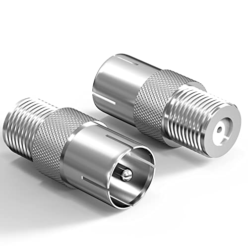 Ancable Female To Male TV Aerial Coaxial Coupler 2 PCS, T/F Type Screw Connector Socket to RF Coax Aerial Adapter, TV Aerial Male Coax Plug to F Socket Adaptor