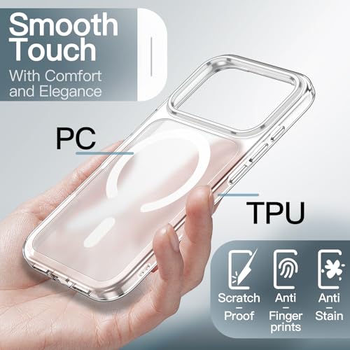Image of JETech Magnetic Case for iPhone 17 Pro Max 6.9-Inch Compatible with MagSafe, Translucent Matte Back Slim Minimalist Shockproof Phone Cover (Frosted Clear)
