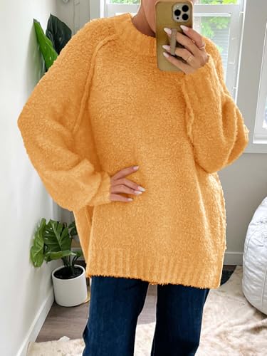 Image of Saodimallsu Womens Oversized Sweater Fuzzy Long Sleeve Casual Tunic Sweater