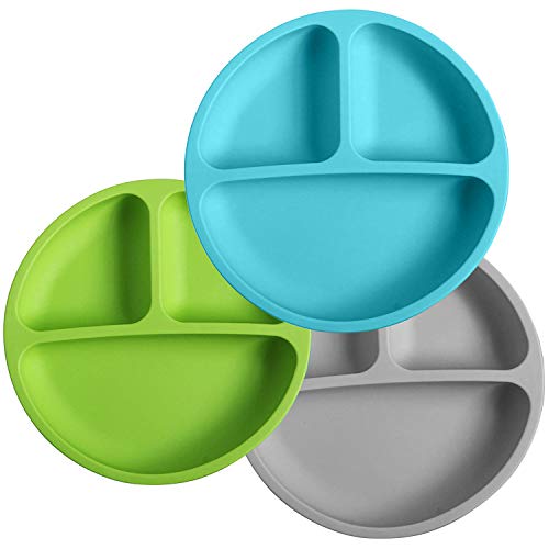Silikong Divided Silicone Plates For Toddlers | Bpa Free | Dishwasher, Microwave And Oven Safe | Kids Plates With Dividers (Boys) #TOP4