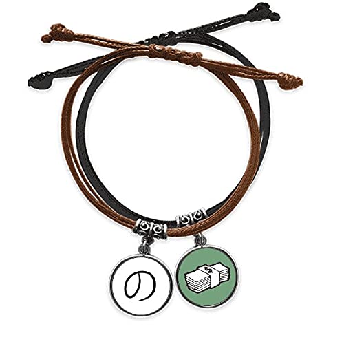 Pulsera de cuero con caracteres katakana japoneses y cordon ajustable negro para hombre y mujer