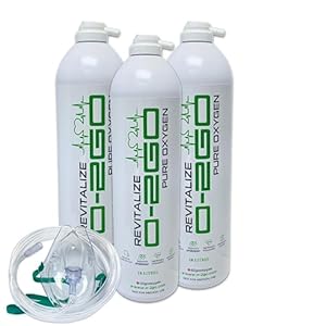 O2GO 3 X 18L Oxygen Can with Mask and Tube – 99.5% Pure Oxygen Lightweight Canister- Great for Sport, Work, Health, Party, Healthy Looking Skin – Increased Concentration and Energy – Made in The UK