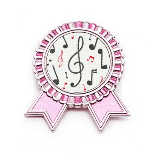 Broche rose notes de musique métal pour égayer veste unie M