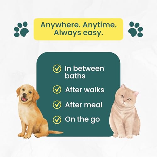 Image of Pet Wipes | 320 Wipes (80 Pulls x 4 Packs) | Gentle Cleaning Wipes for Dogs & Cats | Deodorizing & Skin-Friendly Pet Grooming Wipes | Ideal for Paws, Fur, Face & Body