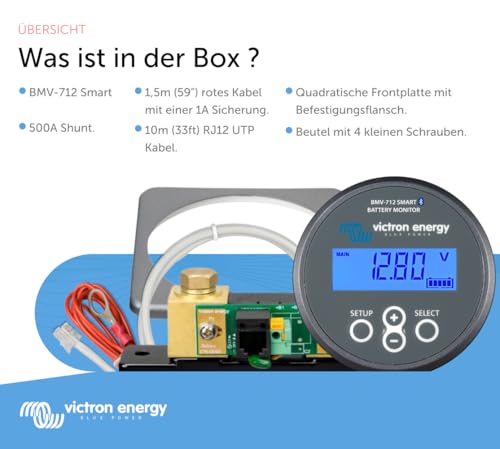 Victron Energy BMV-712 Smart Batteriemonitor - 6.5-70 VDC - Fungiert als Batteriewächter - Display und Bluetooth - Grau
