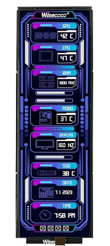 wisecoco Écran LCD 12,6 avec écran LCD HDMI 1920 x 515 IPS - Kit de bricolage - Double haut-parleurs intégrés pour Hyte Y60 - Boîtier PC de jeu - CPU - GPU - Moniteur secondaire facile à installer