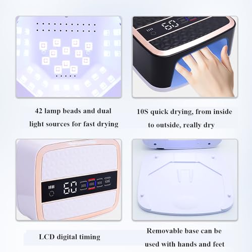 Luz Uv Para Unhas De Gel, Máquina De Terapia De Luz De Indução Inteligente De 168W, Com 42 Contas De