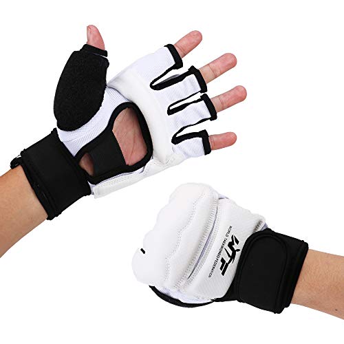GINGPAI Taekwondo Karate Gloves for Sparring Martial Arts, Half Finger Training Gloves for Men Women Kid (XL)