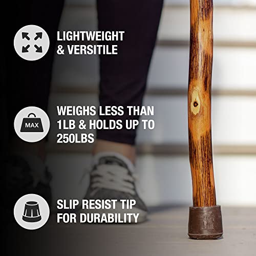 image for Brazos Rustic Wood Walking Stick, Hickory, Traditional Style Handle, f