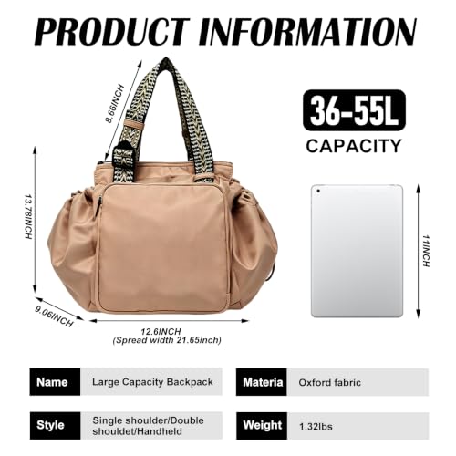 Image of Multifunctional Travel Organizer Bag for Ladies | Multiway Tote Bag with Adjustable Straps,15 Storage Pockets,Back Luggage Sleeve,Unisex Bag For Gym,Overnight,Weekend Travel