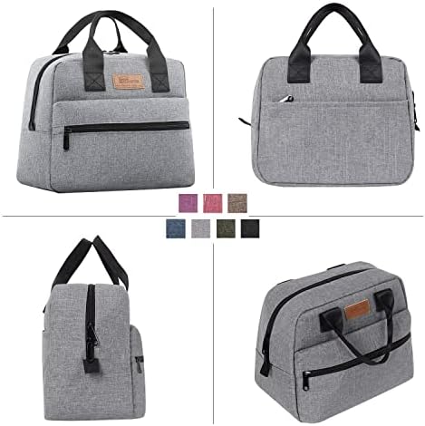 HOMESPON Lunch Bag Insulated Large Capacity Cool Bag with Frosted Waterproof Fabric Handbag Portable for Women Men and Students at School Office Picnic (Grey)