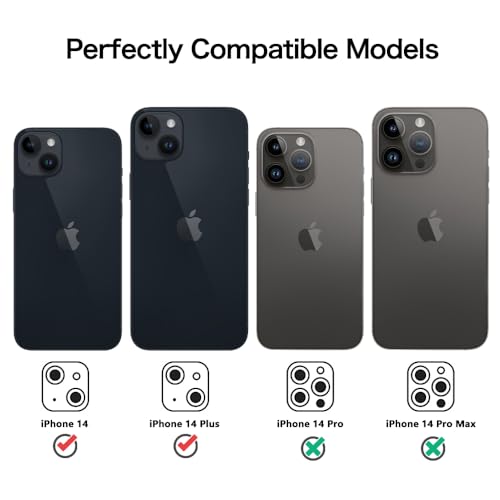 Niboow Camera Lens Protectors for iPhone 14/14 Plus, Aluminum Alloy 9H Tempered Glass Anti Scratch Camera Cover - Image 4