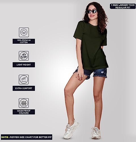 Image of Sleepynuts Women Boyfriend Plain Round Neck Half Sleeve T-Shirt
