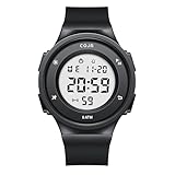 【COJR】腕時計 メンズ デジタル ランニングウォッチ 50メート防水 多機能付き スポーツウォッチ 日付 曜日 アラーム ストップウォッチ LED表示 シンプル アウトドア おしゃれ 男女兼用 日本語と英語説明書付き (ブラック Ⅱ)