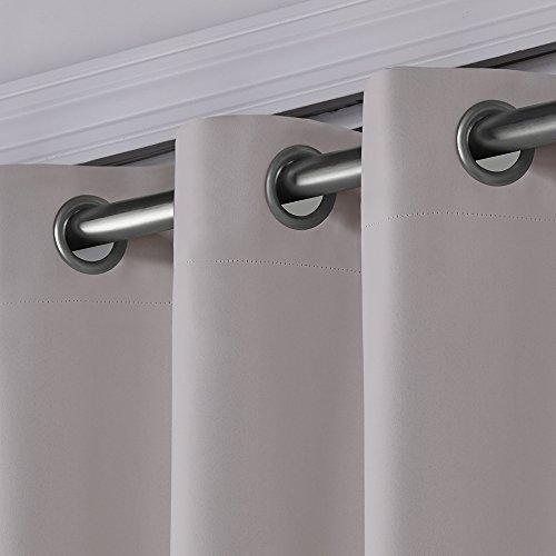 Exclusive Home Sateen Twill Woven Room Darkening Blackout Wide Patio Grommet Top Single Curtain Panel, 100"X84", Silver #TOP2
