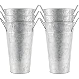 HAKZEON 6 Pack 10 Inches Galvanized Metal Vase, Rustic Farmhouse Tall Galvanized Metal Flower Vase for Wedding, Table, Home Decor