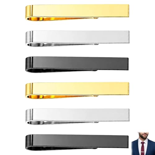 Krawattenklammer 6-Teiliges Set Krawattennadel Silber Gold Schwarz Für Herren Anzug Professionelle Kragenstäbchen Für Business-Meetings Und Formelle Anlässe