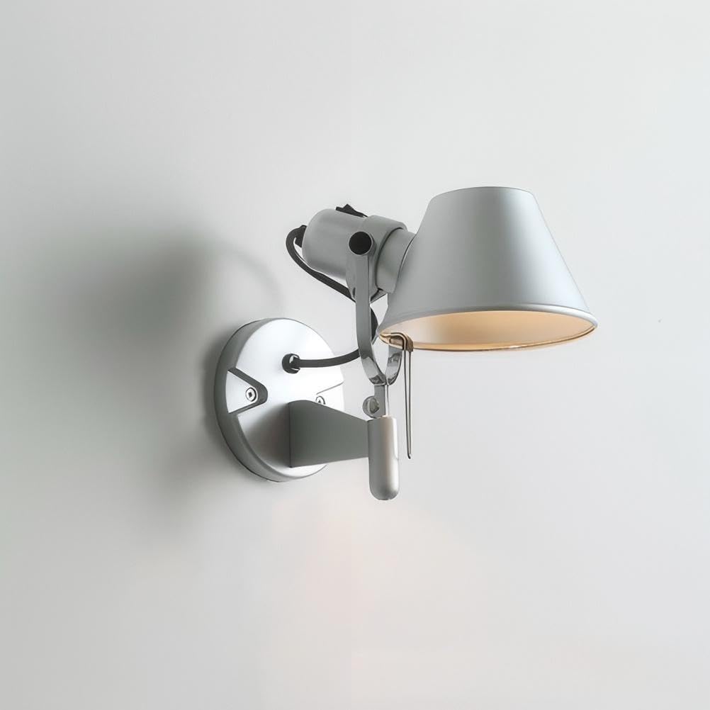 Lámpara de pared de metal de plata antigua con casquillo E27 para lectura