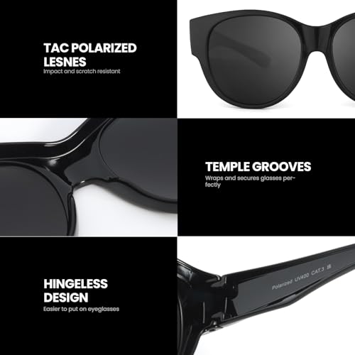 Image of Xfeel Polarized Over Glasses Sunglasses for Women Fitover Sun Glasses | Sunglasses that Fit Over Glasses, UV400 Protection, Outdoor Driving Shades, Over Reading /Prescription Glasses Sunglasses