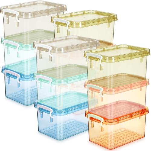 Wenqik 12 Pack Colorful Plastic Storage Bins with Lids, Pastel