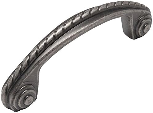 Cosmas 10 Pack 4114WN Weathered Nickel Rope/Scroll Cabinet Hardware Handle Pull - 3" Inch (76mm) Hole Centers
