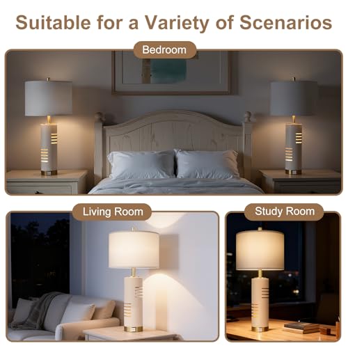 Lámparas de mesa de noche set 2 27.5 pulg Beige miniatura 6