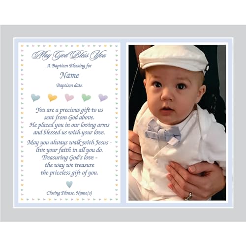 Poetry Gifts Baptism, Christening or Dedication Blessing for Baby Boy Personalized with Name and Photo, 8x10 Inch Custom Print