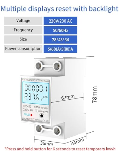 Controla tu gasto eléctrico con el medidor de energía 2P de 80A y pantalla LCD 3