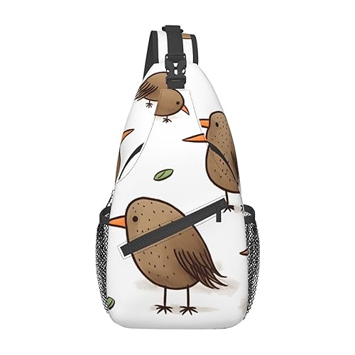 Sac à bandoulière léger Kiwi Birds pour homme et femme, taille unique noir