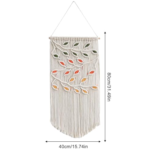 Macrame mural boho chic avec feuilles pour chambre cosy