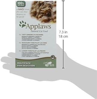 Applaws 100% Natural Wet Cat Food Pot, Multipack Fish Selection in Broth 60g Pots (Pack of 4, Total 32 Pots)