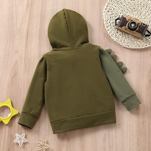 EnJoCho Kids Warm Winter Outwear Toddler Boys Autumn And Winter 3d Dinosaur Print Long Sleeve Hooded Zip Jacket With3