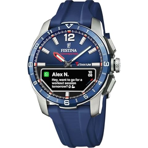 Festina Herrenuhr F23000/1 Connected D Titangehäuse Silberfarben Kautschukarmband, granatowy, Jeden rozmiar, Klasyczny