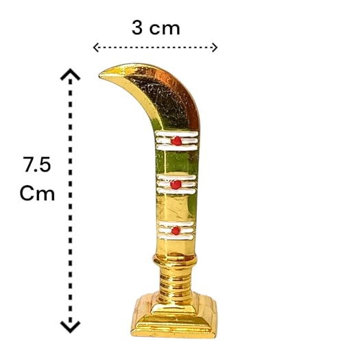 Image of SRian Lord Karuppasamy /Sanghili Karuppan Metal Gold Knife Statue | Karuppaamy Car Dashboard Idols, Height - 7.5 cm, Metal