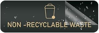 Acrylic Plastic Sign Non-Recyclable Waste Wall Or Door Sign For Office Door Wall Home And Business Easy To Mount Informative Plastic Sign With Symbols 3x8 Inch