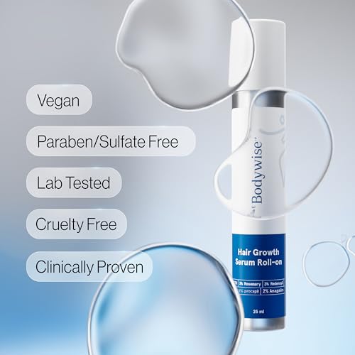 Image of Be Bodywise Rosemary Hair Growth Serum Roll On 25 ml - 3% Rosemary, 3% Redensyl & 2% Anagain | DHT-Blocking Scalp Serum Boosts Oxygen Flow, Reduces Hair Fall | Paraben /Sulfate-Free | Women & Men