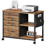 YeTom サイドキャビネット デスクワゴン 布製 袖机 層板付き サイドワゴン 4段 オフィスワゴン A4対応 プリンター台 大容量 キャスター付き デスク下収納 幅745*奥行400*高さ640mm ビンテージ