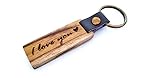 JB&C Premium I love you engraved wood keychain - Anniversary, Birthday Gift for Girlfriend, Boyfriend, Mom, Father's Day Keychain