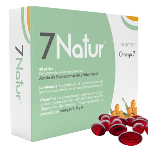 7Natur® de Margan Bioetch, 40 cápsulas | Omega 7 + Omega 6 + Omega 9 + Vitamina A | Aceite de Espino Amarillo (Hippophae Rhamnoides L., Fruto) | Alta Concentración de Omega 7